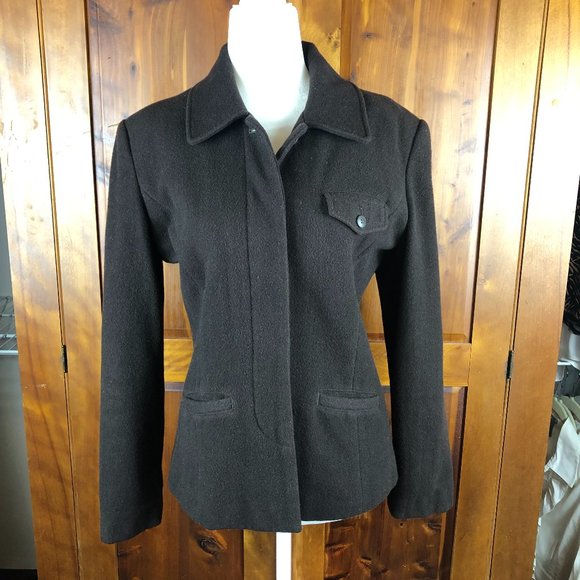 Ann Taylor Vintage Petites Brown Wool Blazer Academia Office Quiet Luxury - Picture 1 of 12